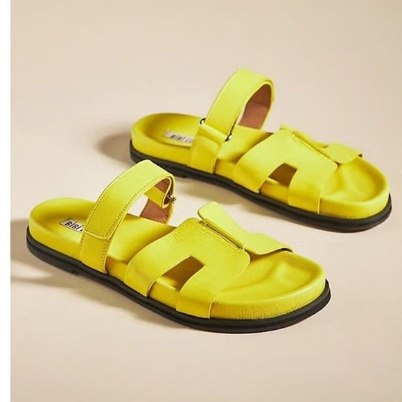 Bibilou Shoes - NWOB Bibi Lou Yellow leather colorful Cutout Slide Sandals Size 40/9.5